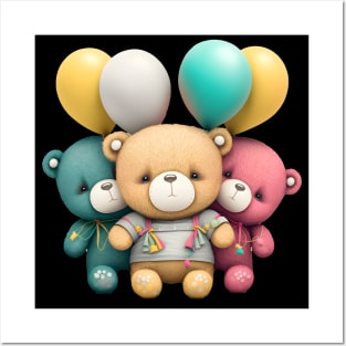 Teddy Bears with Balloons Posters and Art